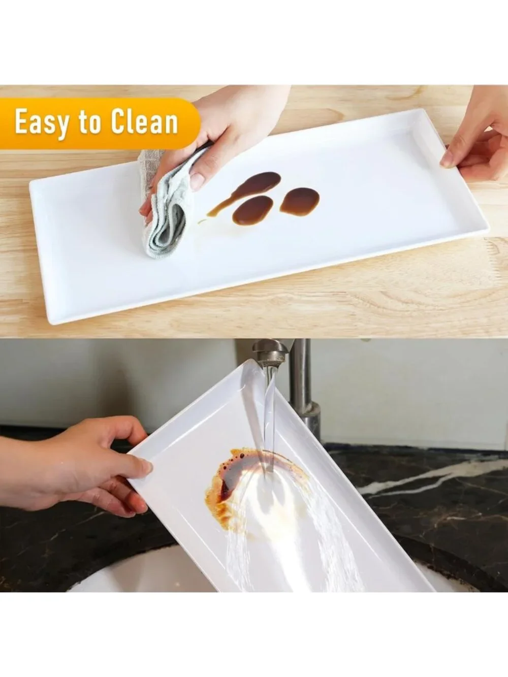 Set of 5 Unbreakable White Melamine Serving Trays for Party, Appetizers